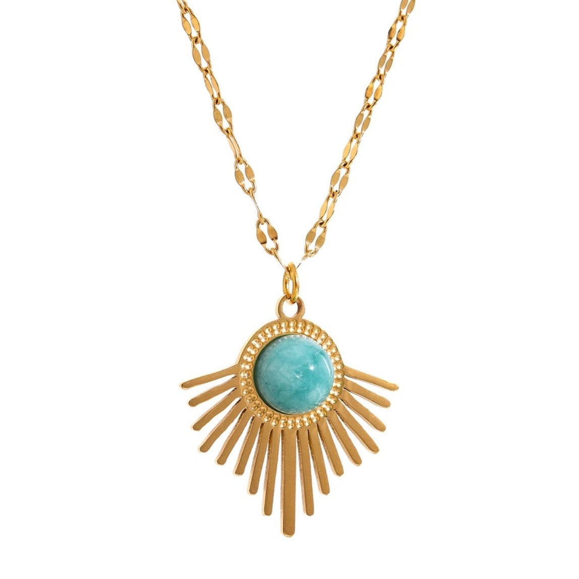 שרשרת מניפה אמזונייט מוצפת זהב