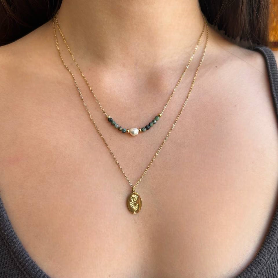 שרשרת פרח חריטה