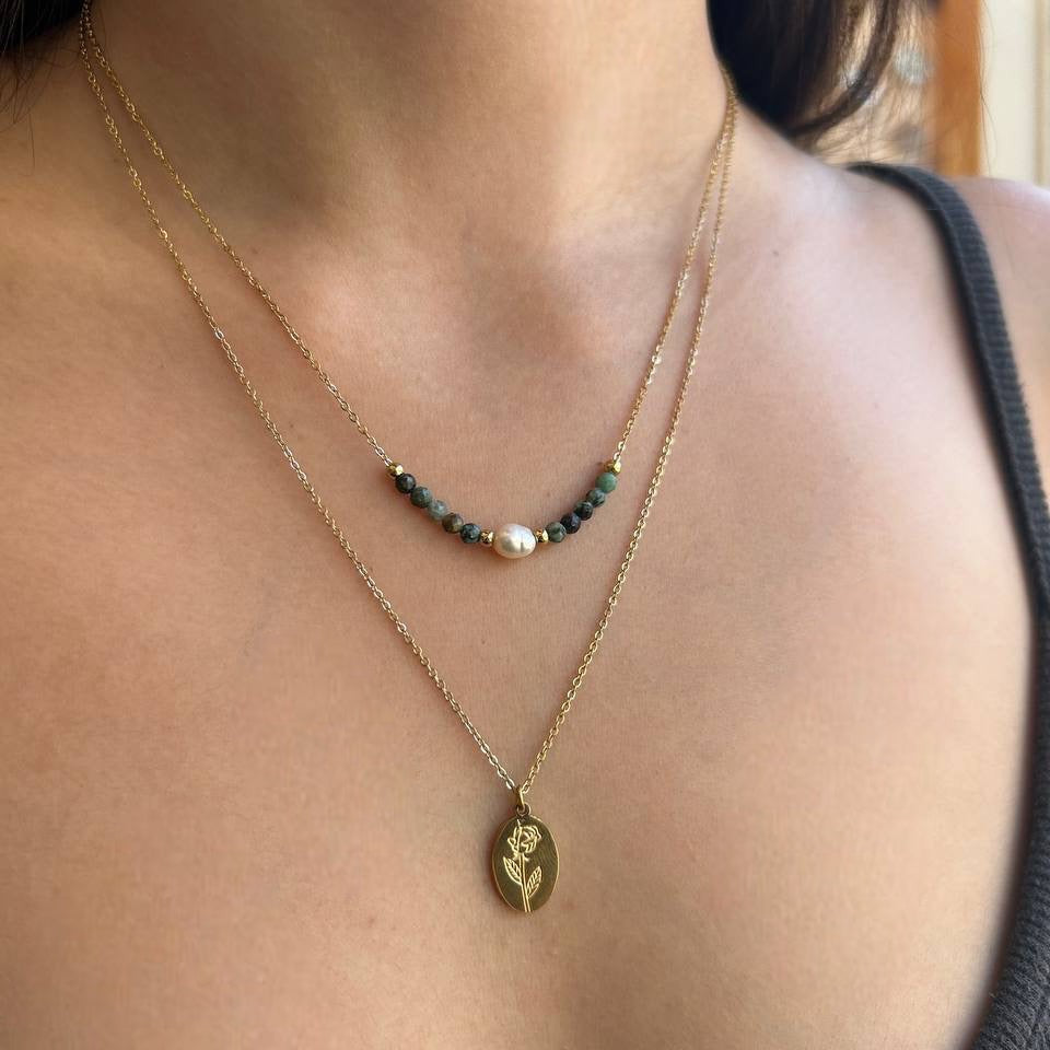 שרשרת פרח חריטה