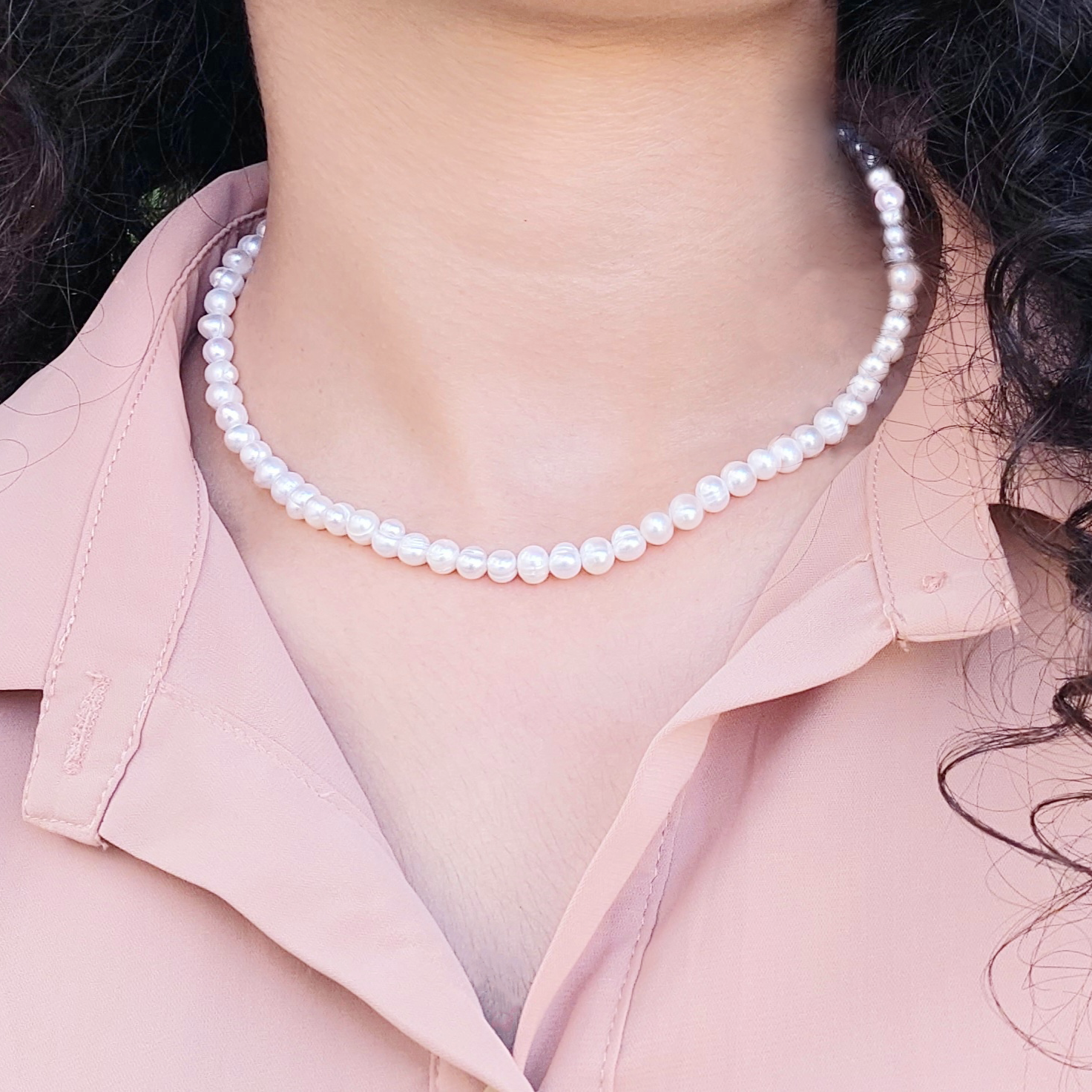 שרשרת ציפוי זהב עם פנינים