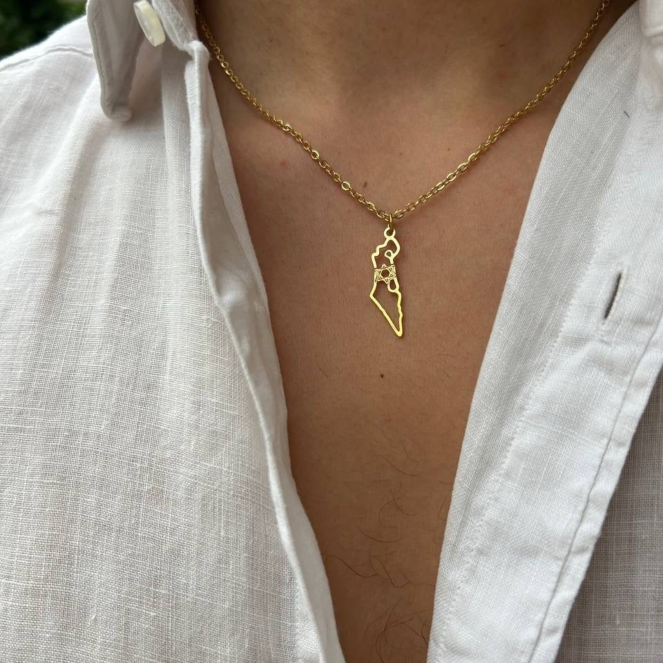 שרשרת מפת ארץ ישראל מגן דוד