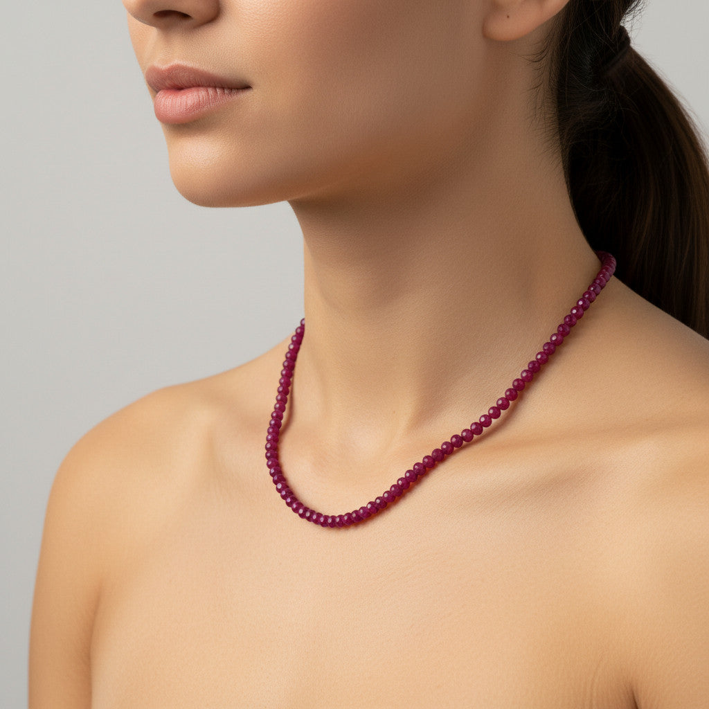 שרשרת רובי טבעית בעבודת יד