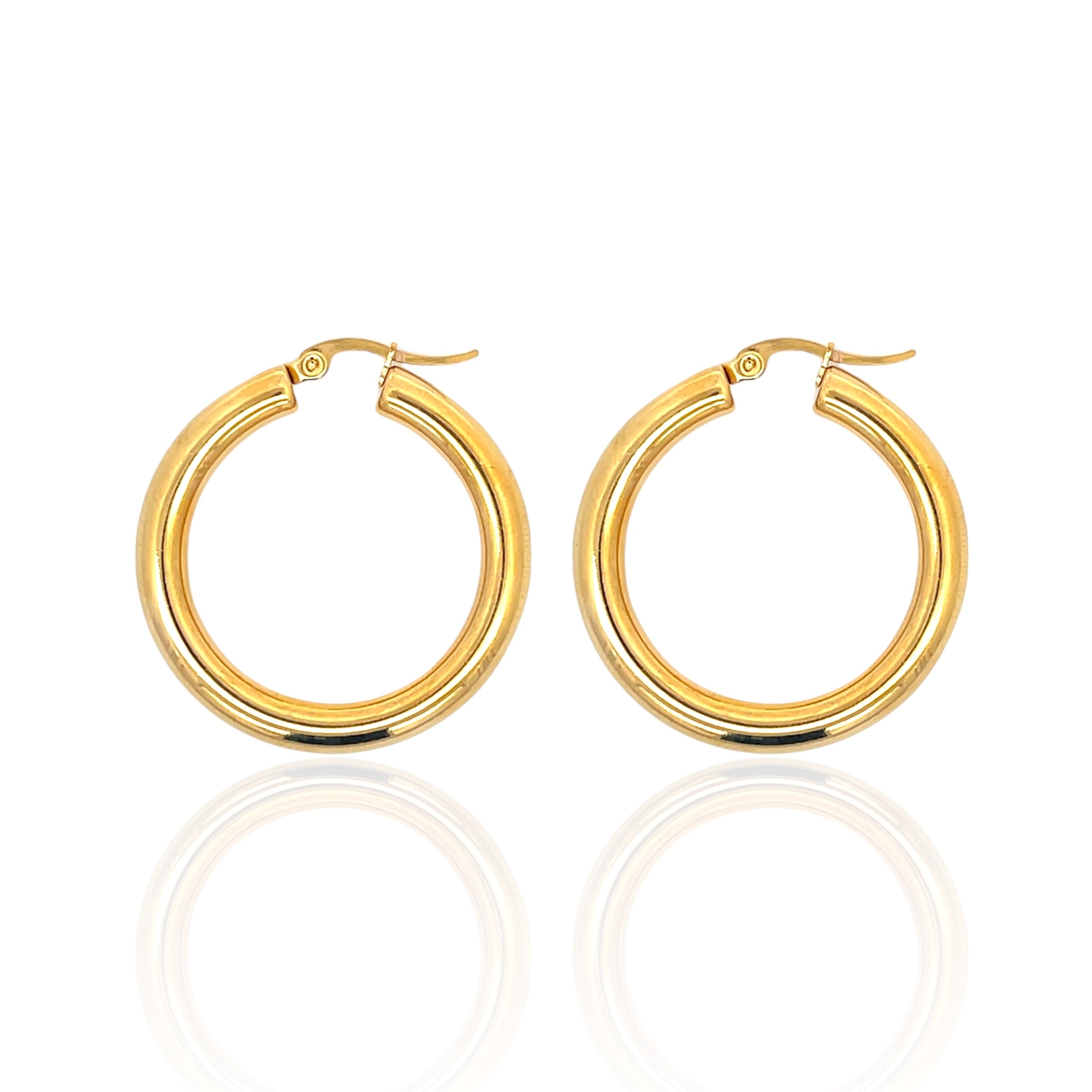 עגילי חישוק זהב 35 מ״מ