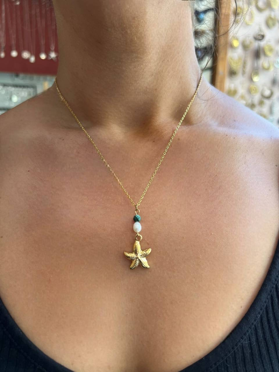 שרשרת כוכב ים פנינה ואגת