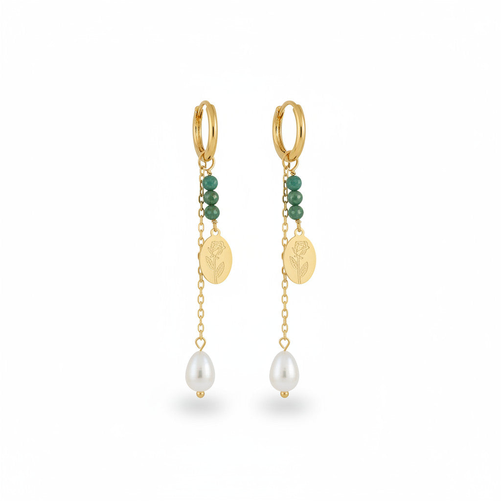 עגילי חישוק תליון אובלי