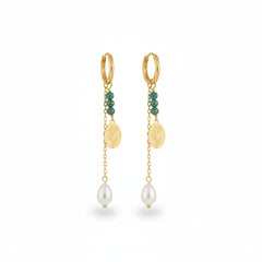 עגילי חישוק תליון אובלי