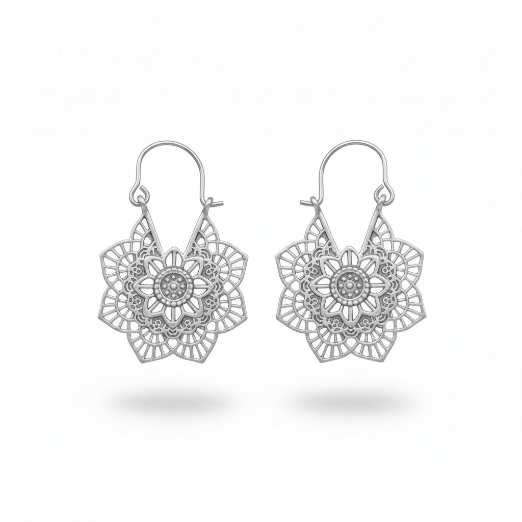 עגילי פרח מנדלה