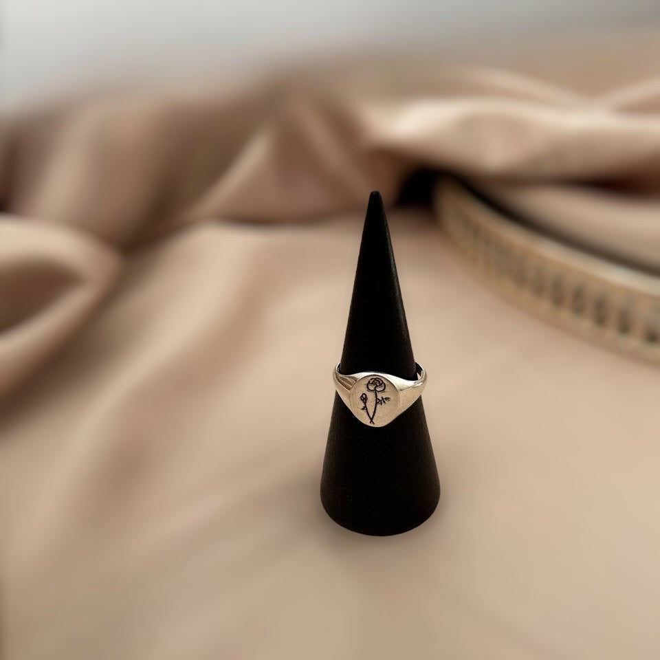 טבעת חריטה חותם ורד