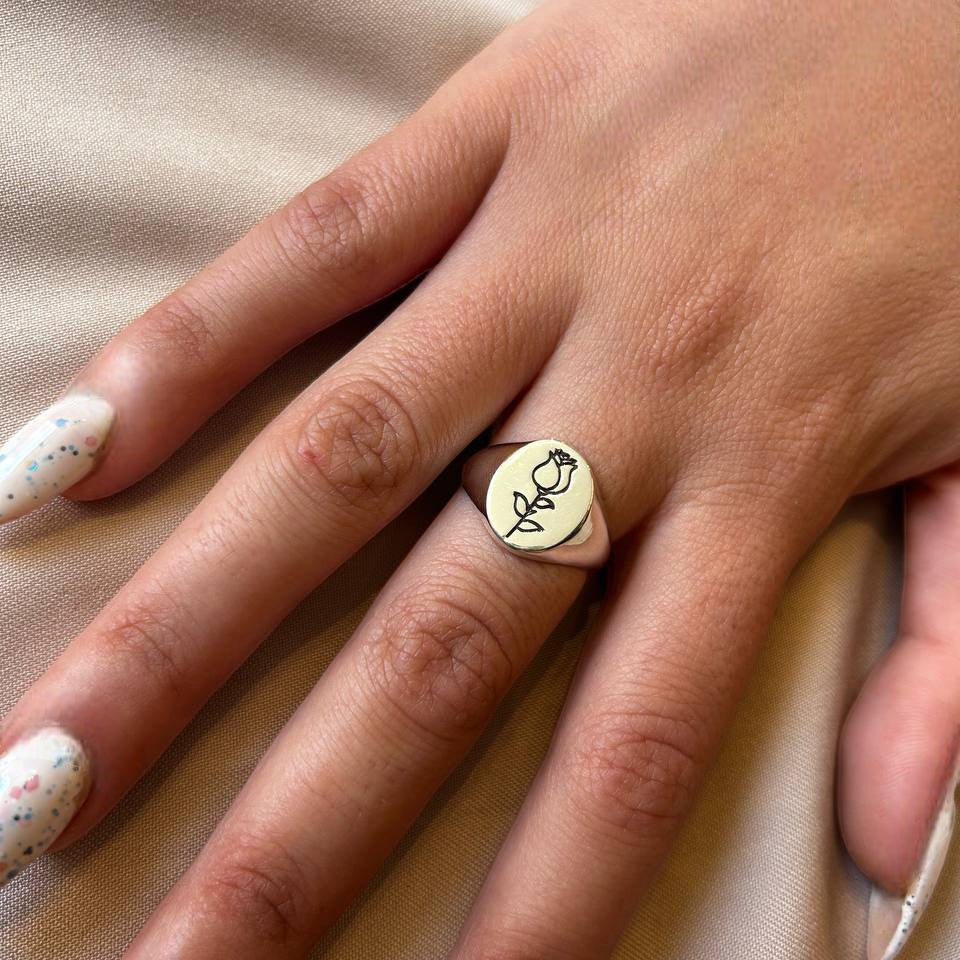 טבעת חריטה חותם וורד