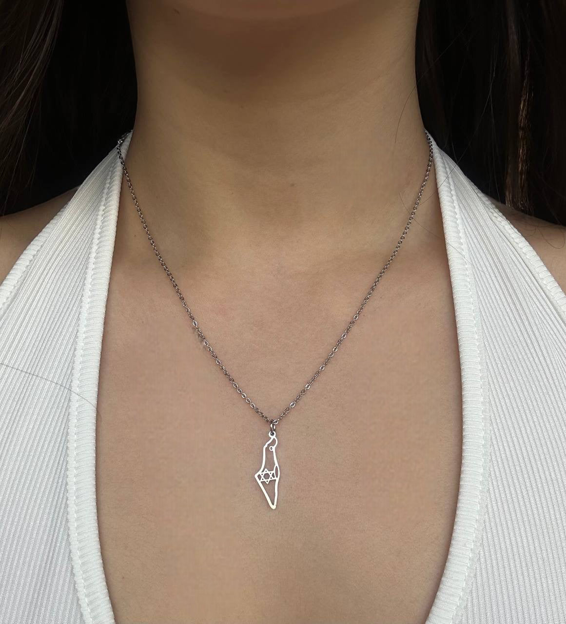 שרשרת מפת ארץ ישראל עם מגן דוד