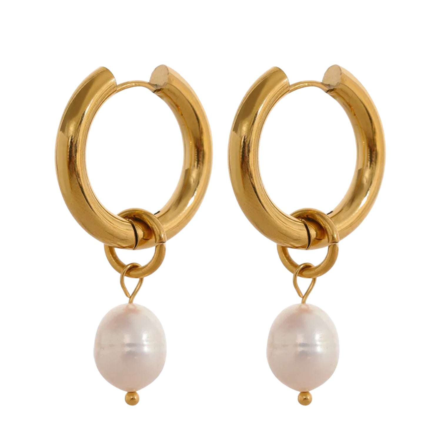 עגילי חישוק פנינה