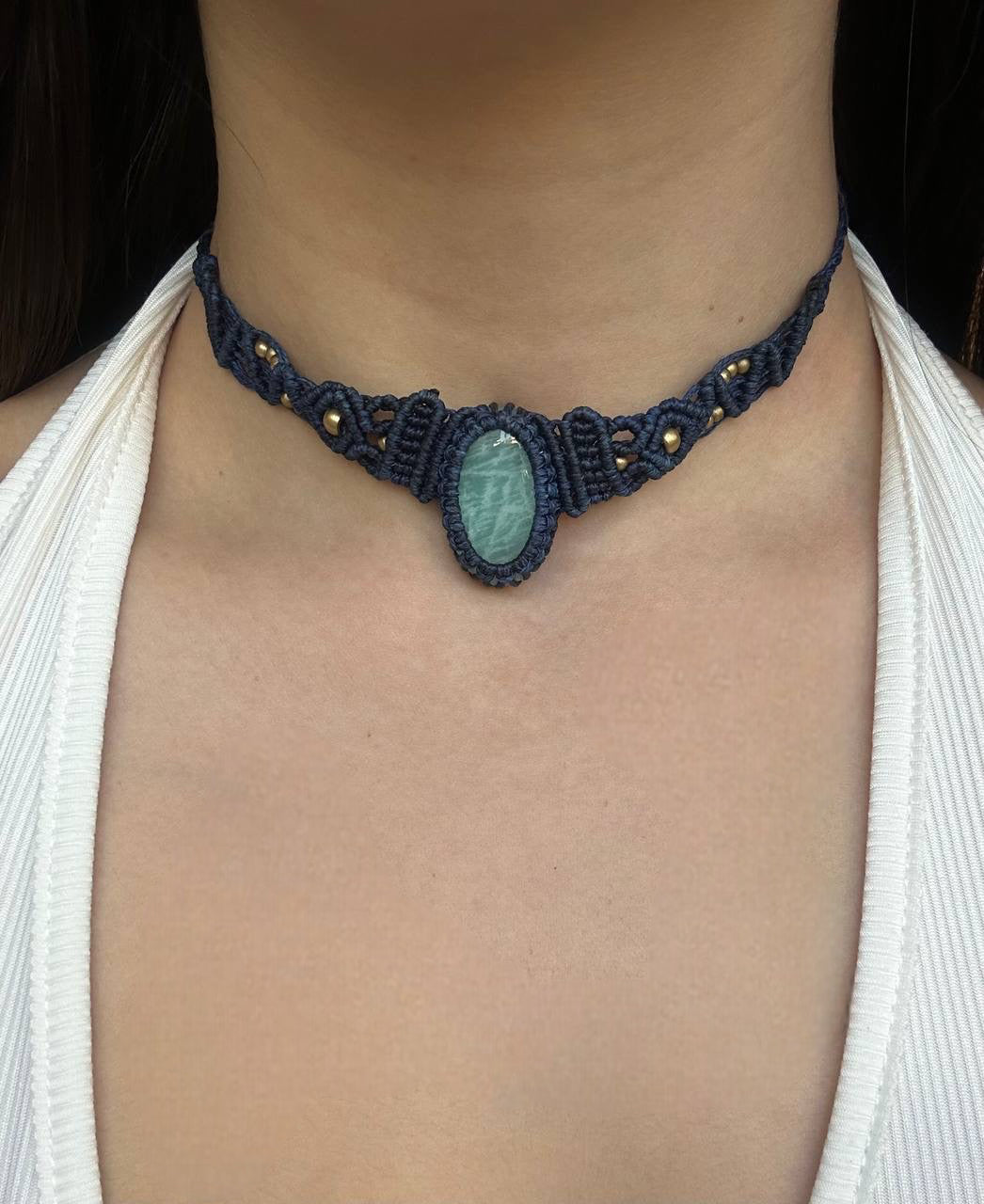 שרשרת מקרמה כחולה אמזונייט