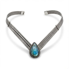 שרשרת קולר רחבה בשילוב לברדורייט