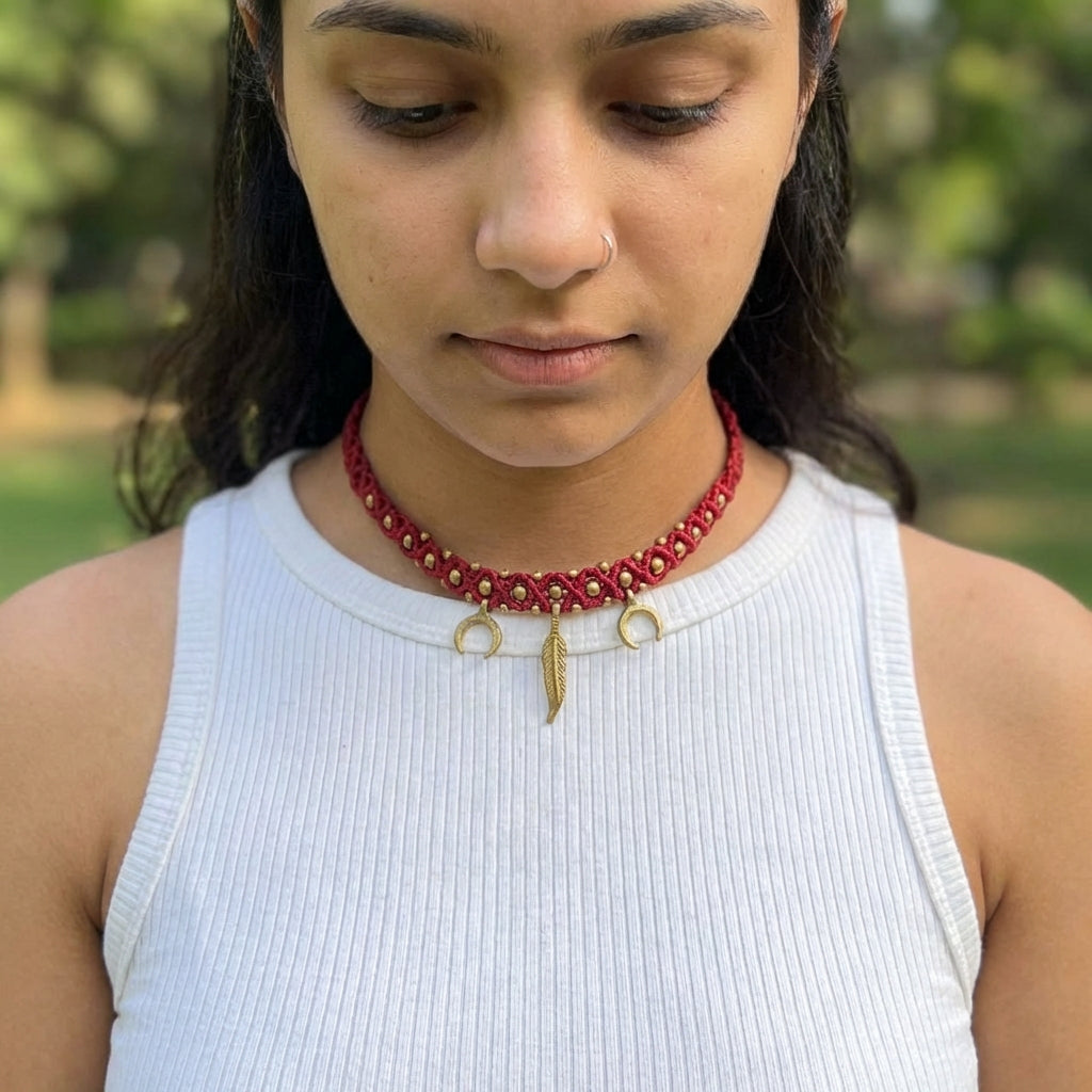 קולר מקרמה אדום