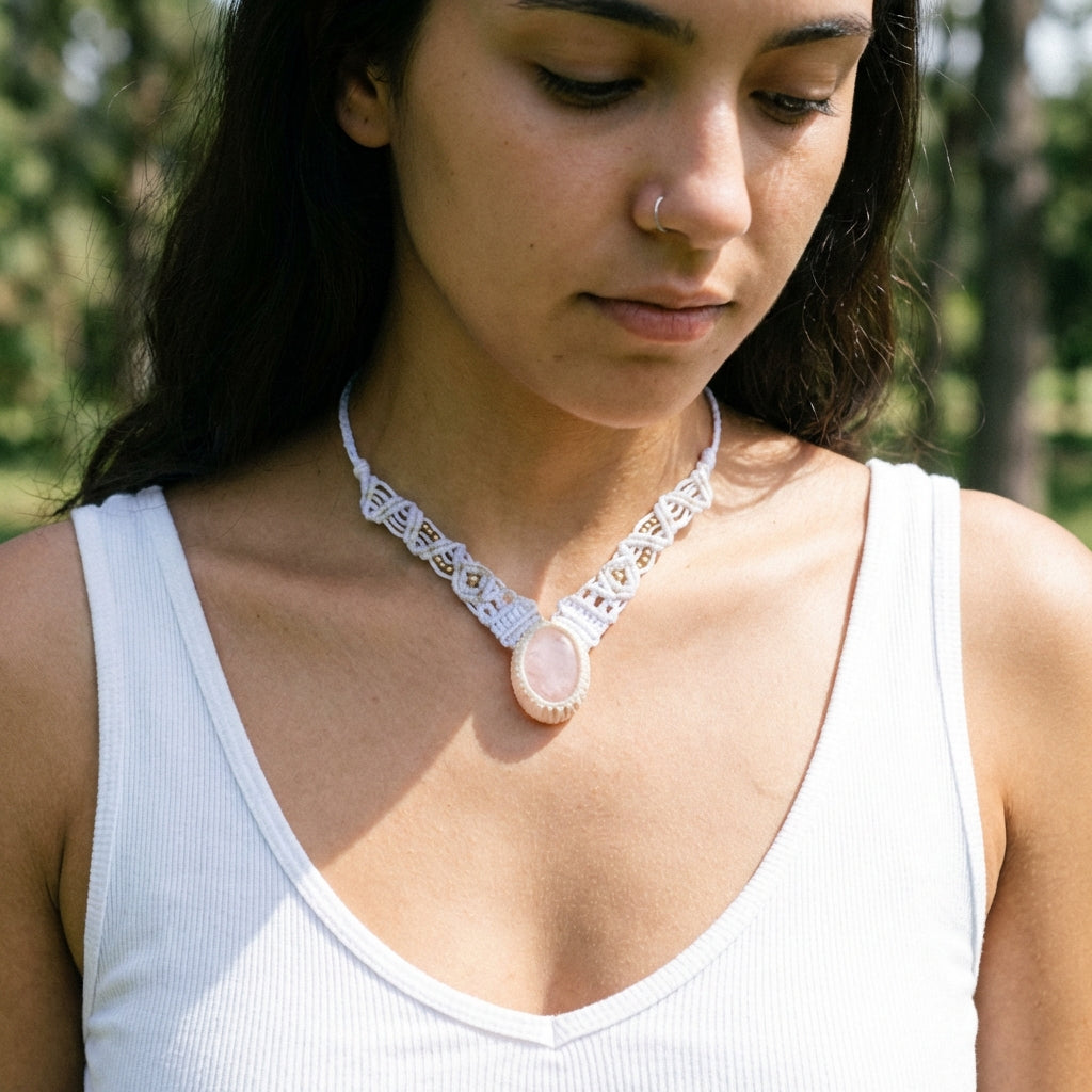 שרשרת מקרמה רוז קוורץ