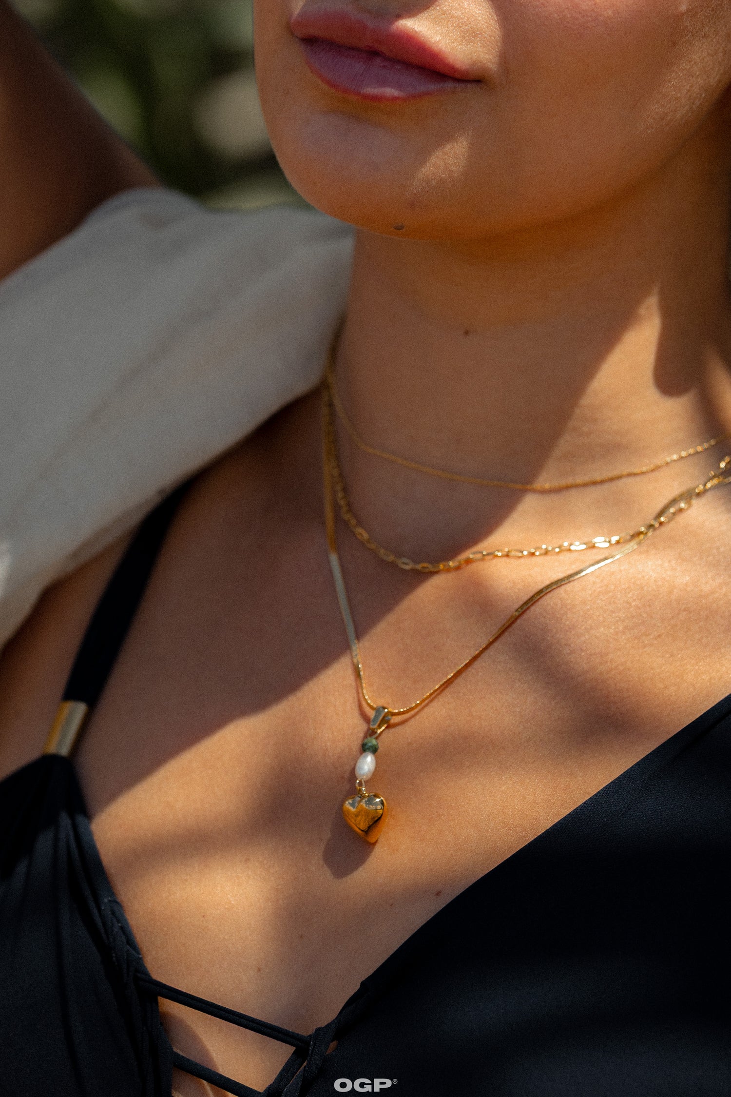 סט שרשראות לב פנינה אגת