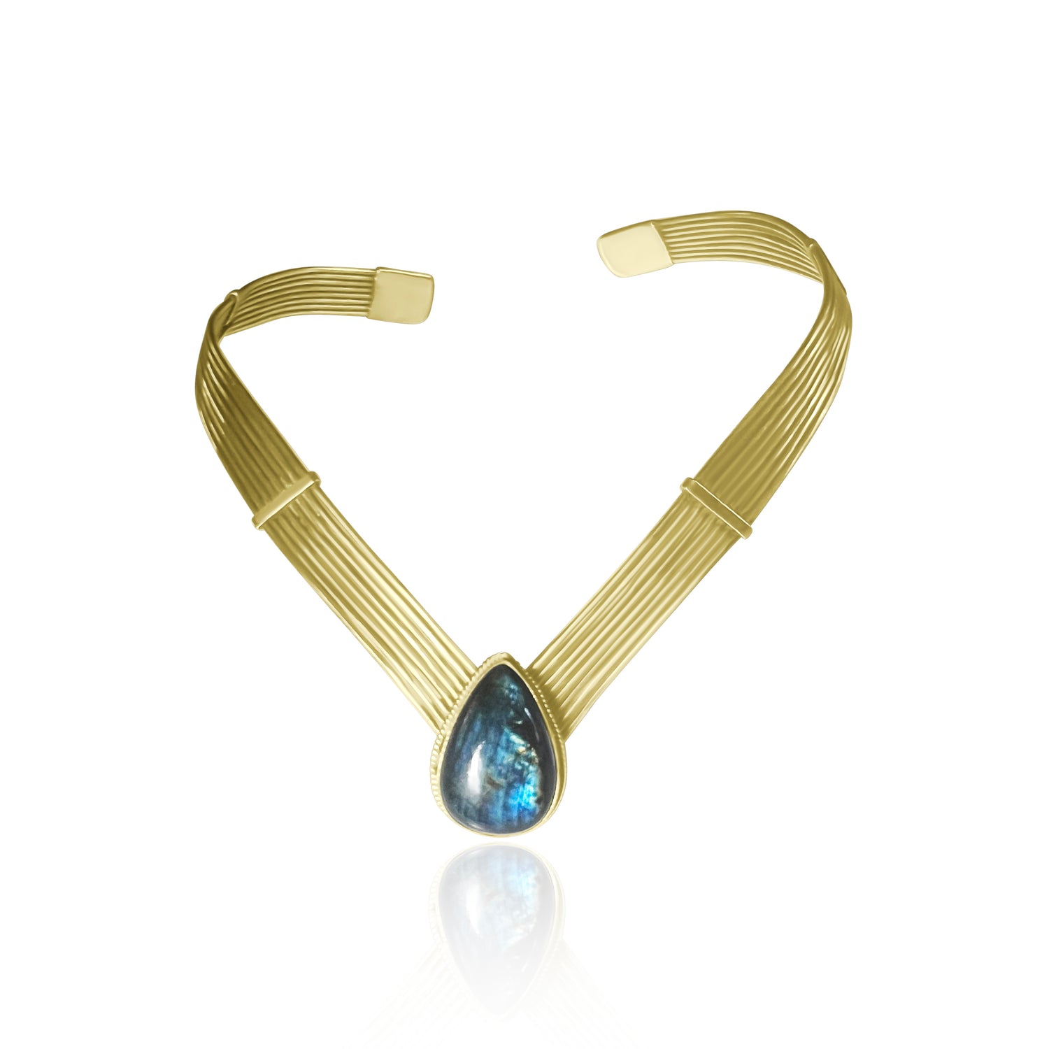 שרשרת צ'וקר חוויה עם אבן לברדורייט